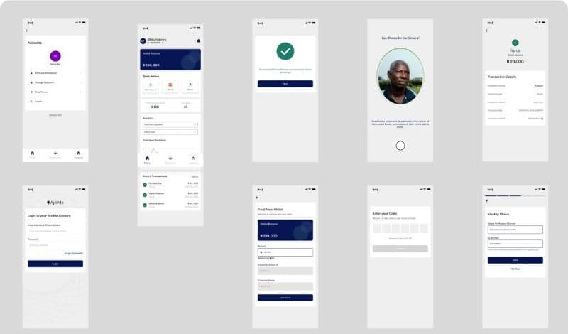 Earlier APil Me screens before the redesign