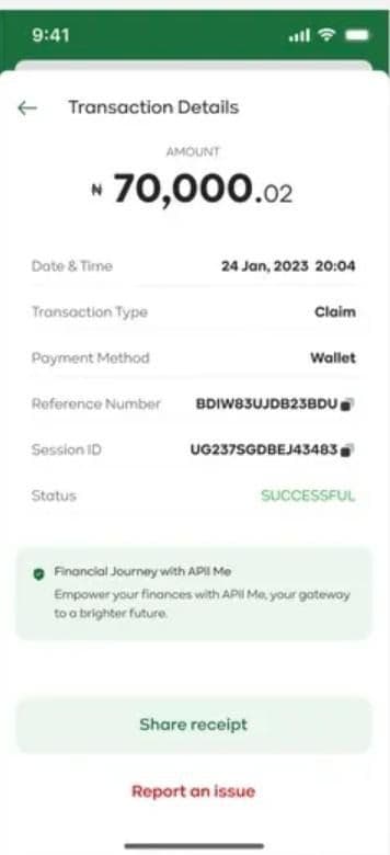 APil Me transaction details