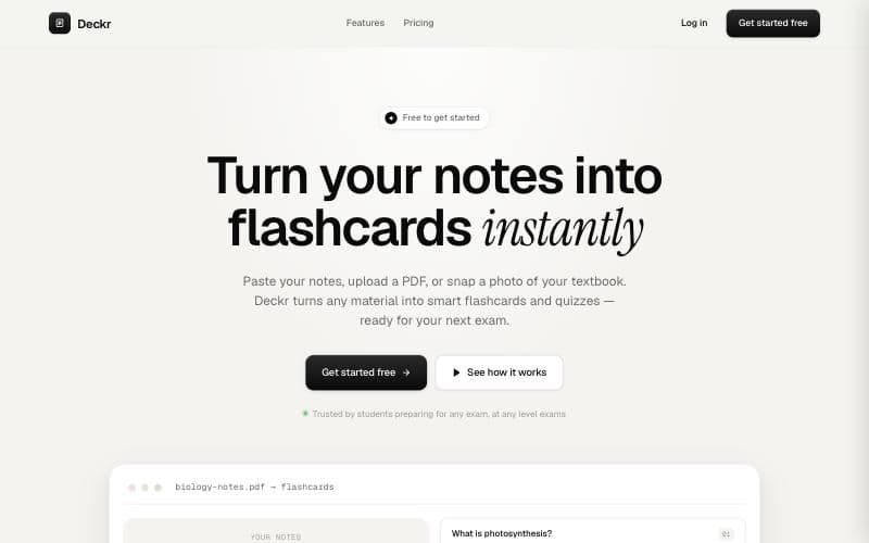 Deckr landing page